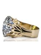 8K жълто злато Zircon Пръстен Винтидж крафт vrc029x-zi Art Deco Винтидж бижута от СССР, руски стил